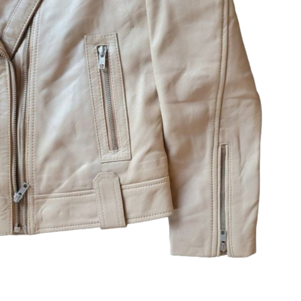 NWT EACH X OTHER Paris Women's Cream Leather Full Zip Jacket Size Small - Picture 4 of 9